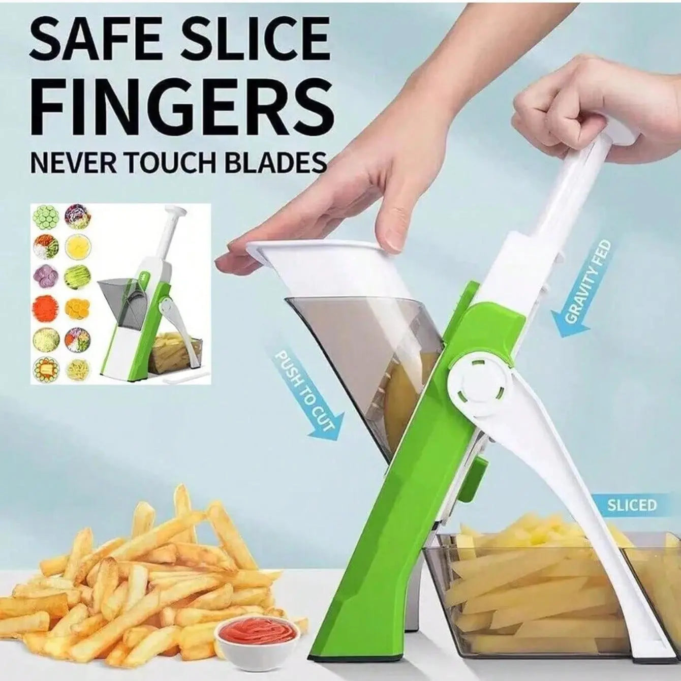 Upgraded Safety Mandolin Slicer, Vegetable Cutting Slicer, Vegetable Chopper, Potato Slicer, Four Modes, Adjustable Thickness Food Cutter, Kitchen Grinder, Kitchen Gadgets