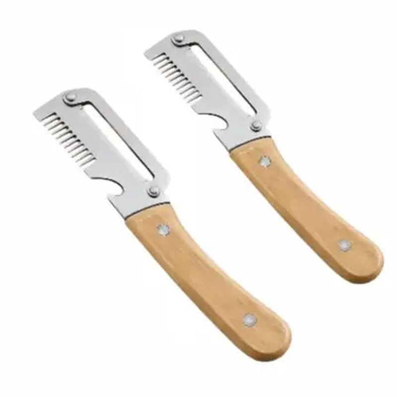 2PCS Kitchen Multi-Function Stainless Steel Thickened Fruit Peeler Knife for Sugar Cane and Pineapple Skin Removal Special Tool