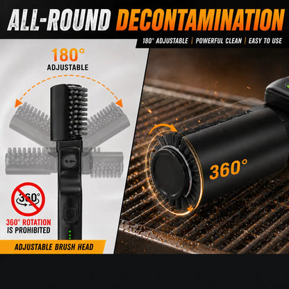 Professional L-Shaped Electric BBQ Grill Brush Cordless High-Torque Roller Cleaner with 180° Flex Head for Grill Grates Cast Iron Cookware and Ovens Durable Power Scrubber USB Rechargeable