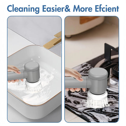 Electric Spin Scrubber, 1 Set Handheld Kitchen Cleaning Brush with Replacement Heads, USB Rechargeable Cordless Spin Scrubber for Home, Summer for Gift, Home Cleaning Tool, Cordless Power Scrubber