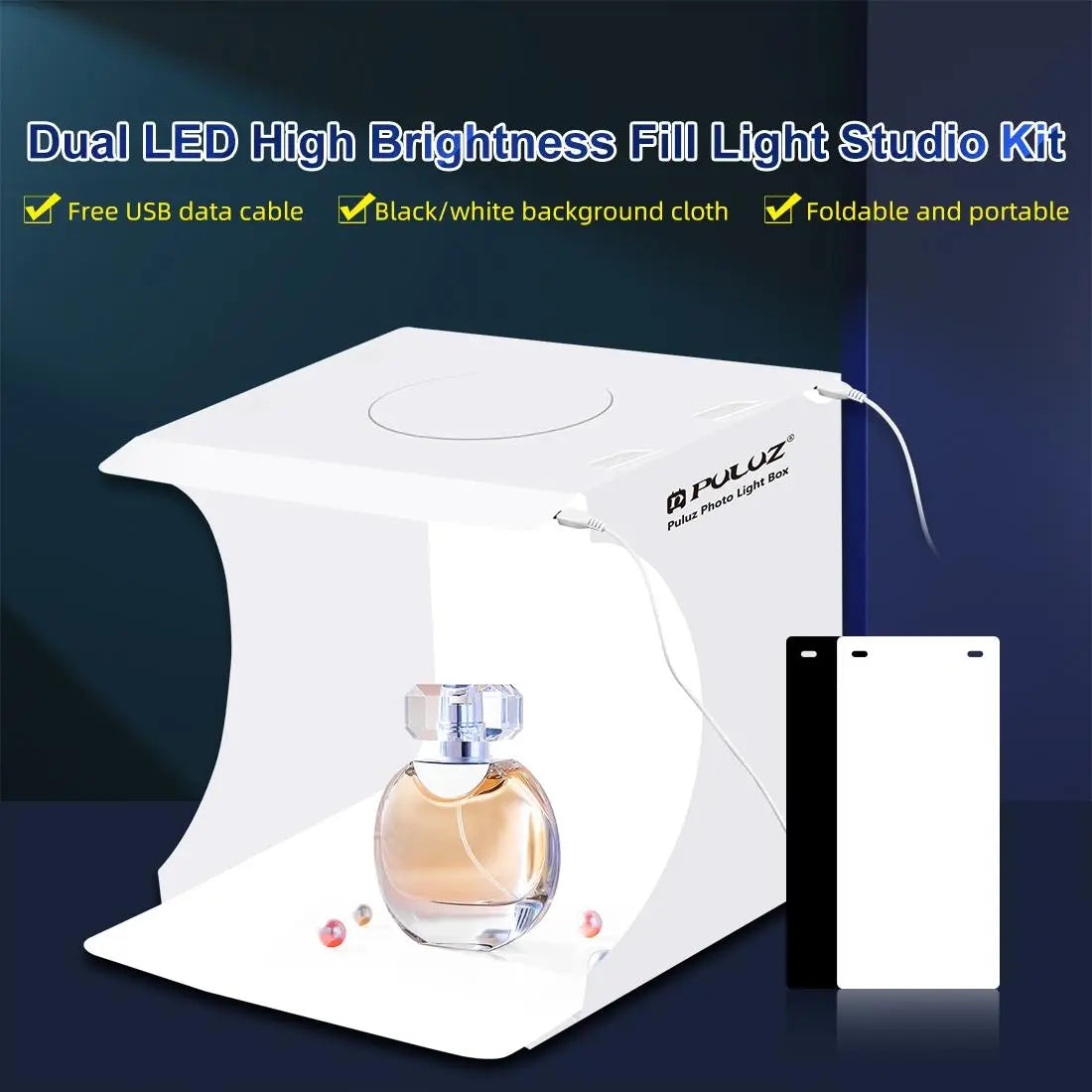 Portable Mini Light Room with USB Cable & Backdrops, Foldable Light Box, Photo Studio Photography Lighting Tent Kit, Mini Shooting Tent, Camera Accessories