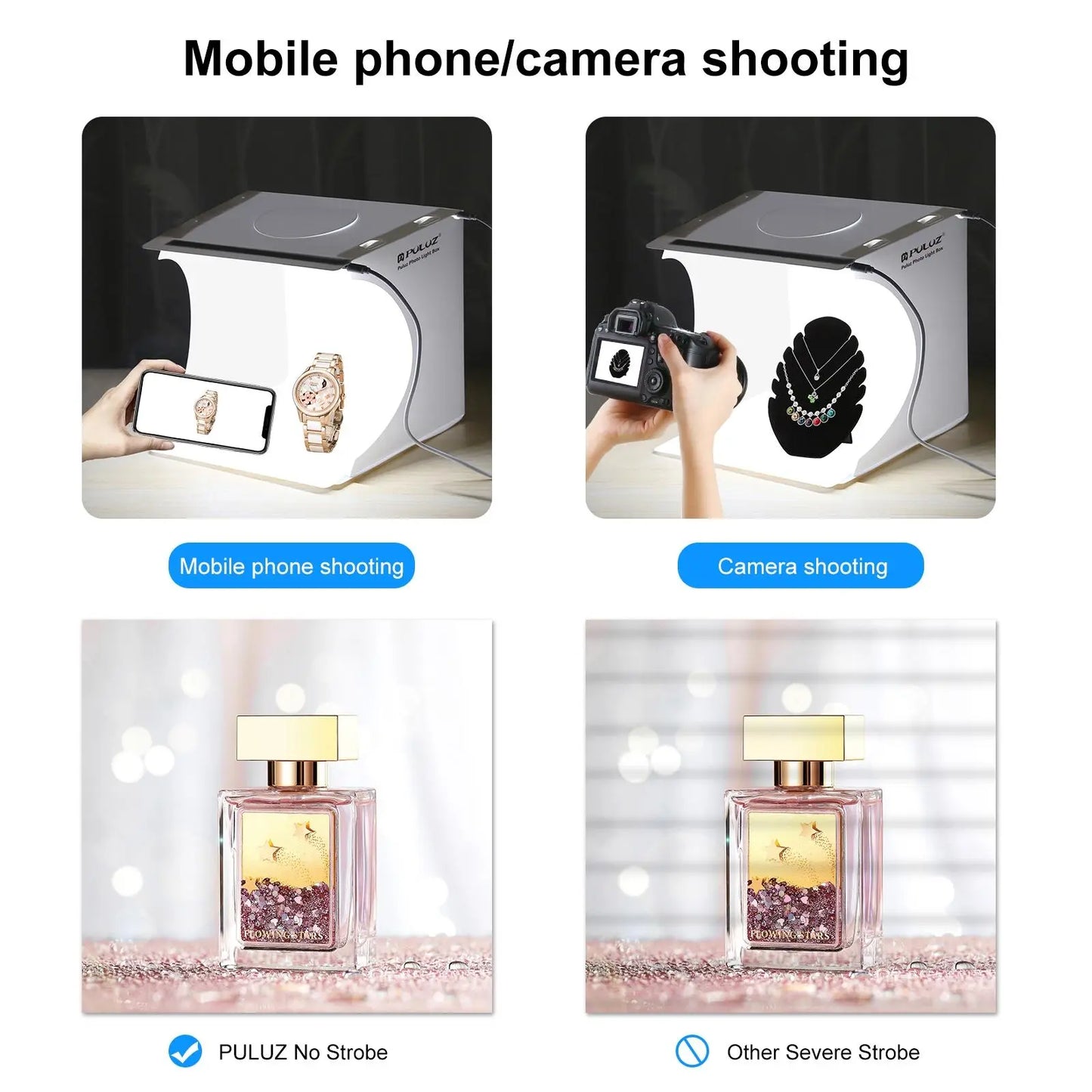 Portable Mini Light Room with USB Cable & Backdrops, Foldable Light Box, Photo Studio Photography Lighting Tent Kit, Mini Shooting Tent, Camera Accessories