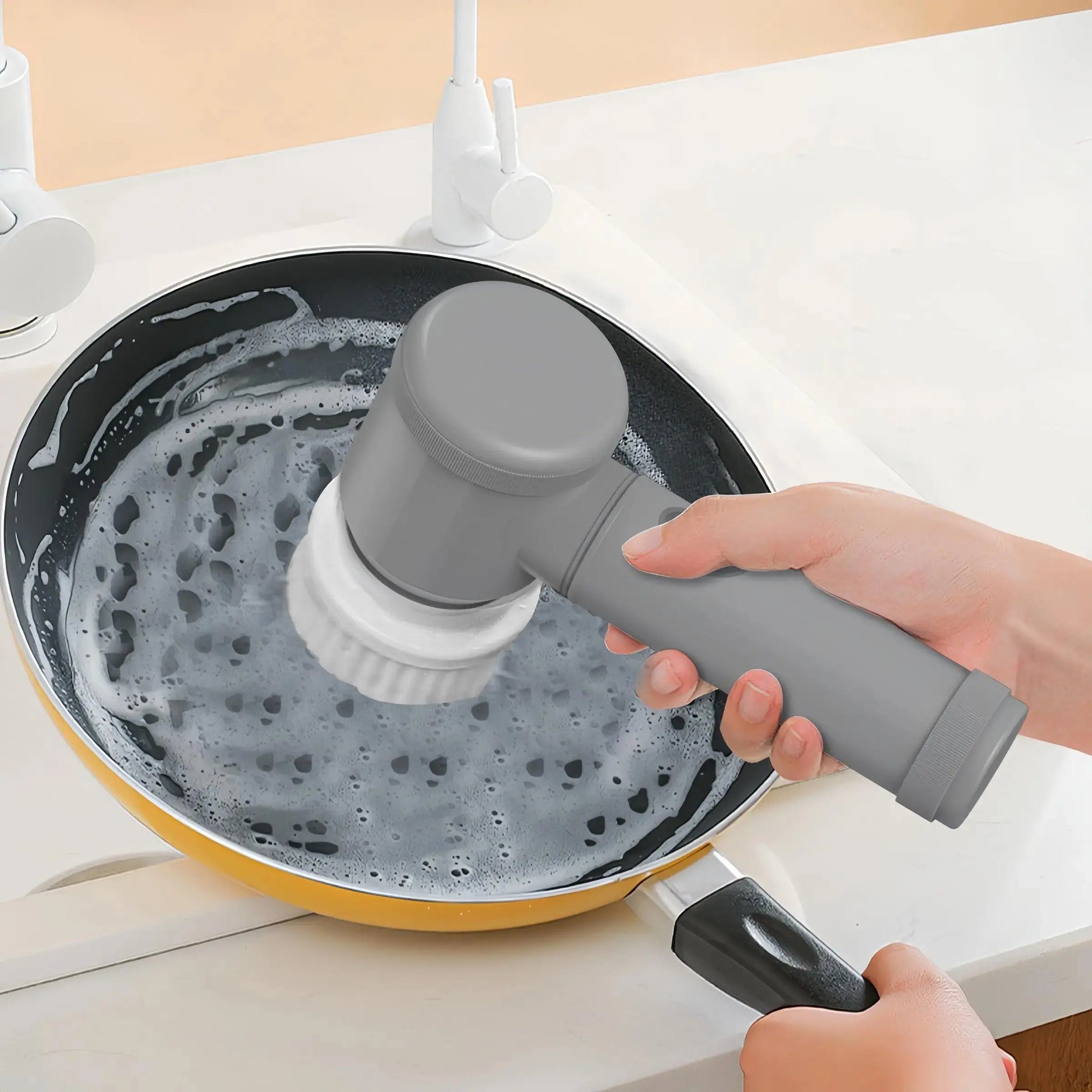 Electric Spin Scrubber, 1 Set Handheld Kitchen Cleaning Brush with Replacement Heads, USB Rechargeable Cordless Spin Scrubber for Home, Summer for Gift, Home Cleaning Tool, Cordless Power Scrubber