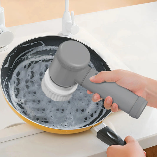 Electric Spin Scrubber, 1 Set Handheld Kitchen Cleaning Brush with Replacement Heads, USB Rechargeable Cordless Spin Scrubber for Home, Summer for Gift, Home Cleaning Tool, Cordless Power Scrubber
