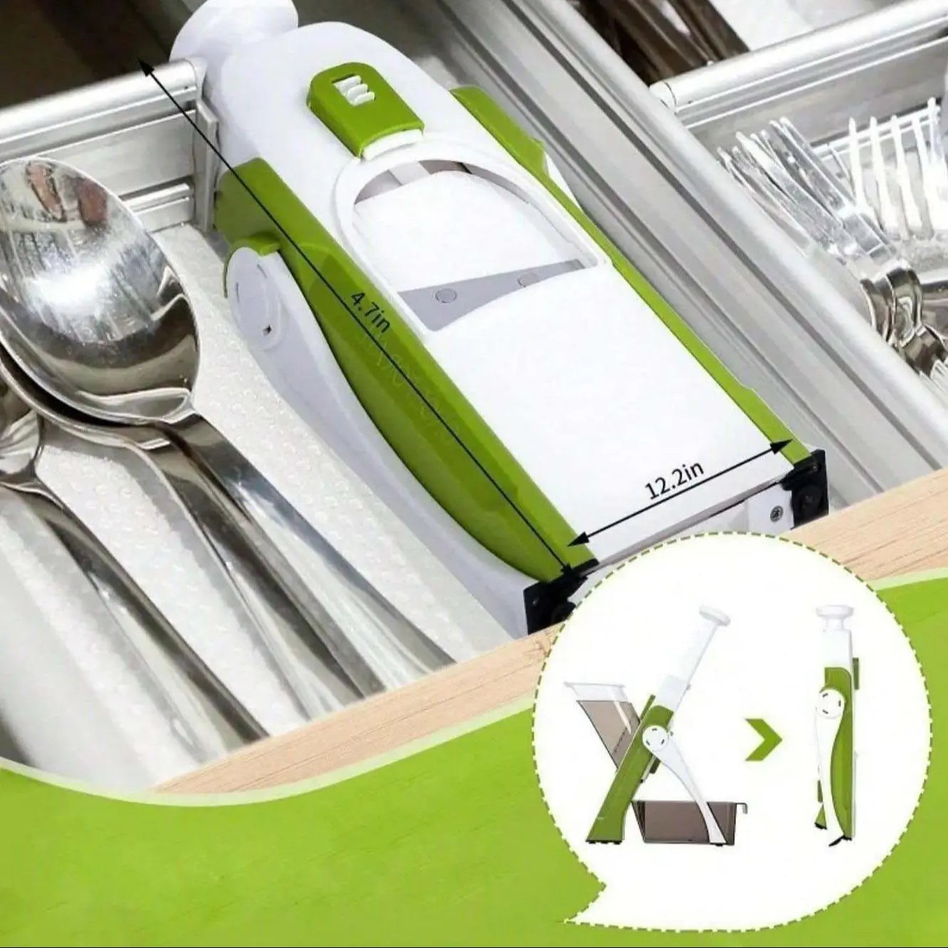 Upgraded Safety Mandolin Slicer, Vegetable Cutting Slicer, Vegetable Chopper, Potato Slicer, Four Modes, Adjustable Thickness Food Cutter, Kitchen Grinder, Kitchen Gadgets