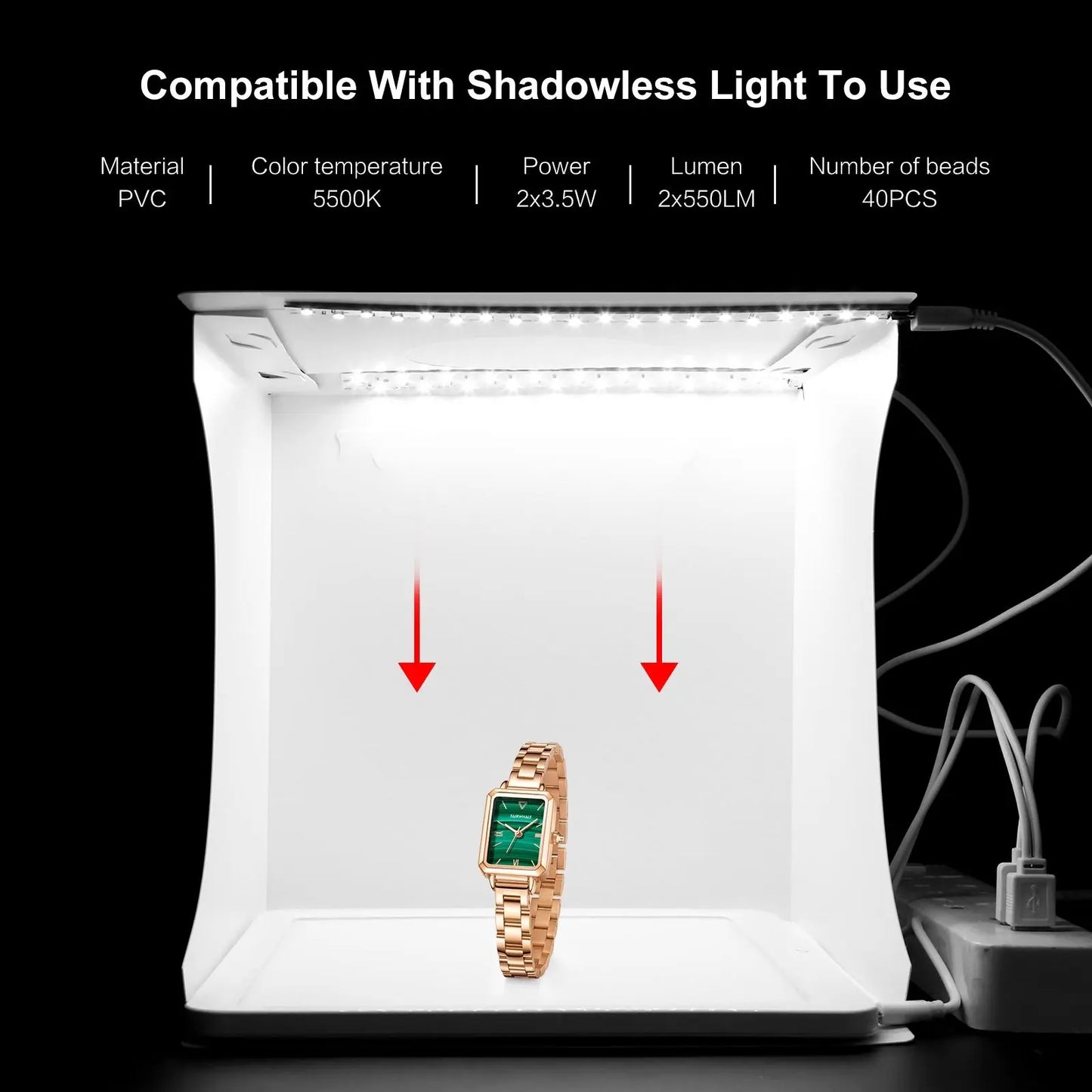 Portable Mini Light Room with USB Cable & Backdrops, Foldable Light Box, Photo Studio Photography Lighting Tent Kit, Mini Shooting Tent, Camera Accessories