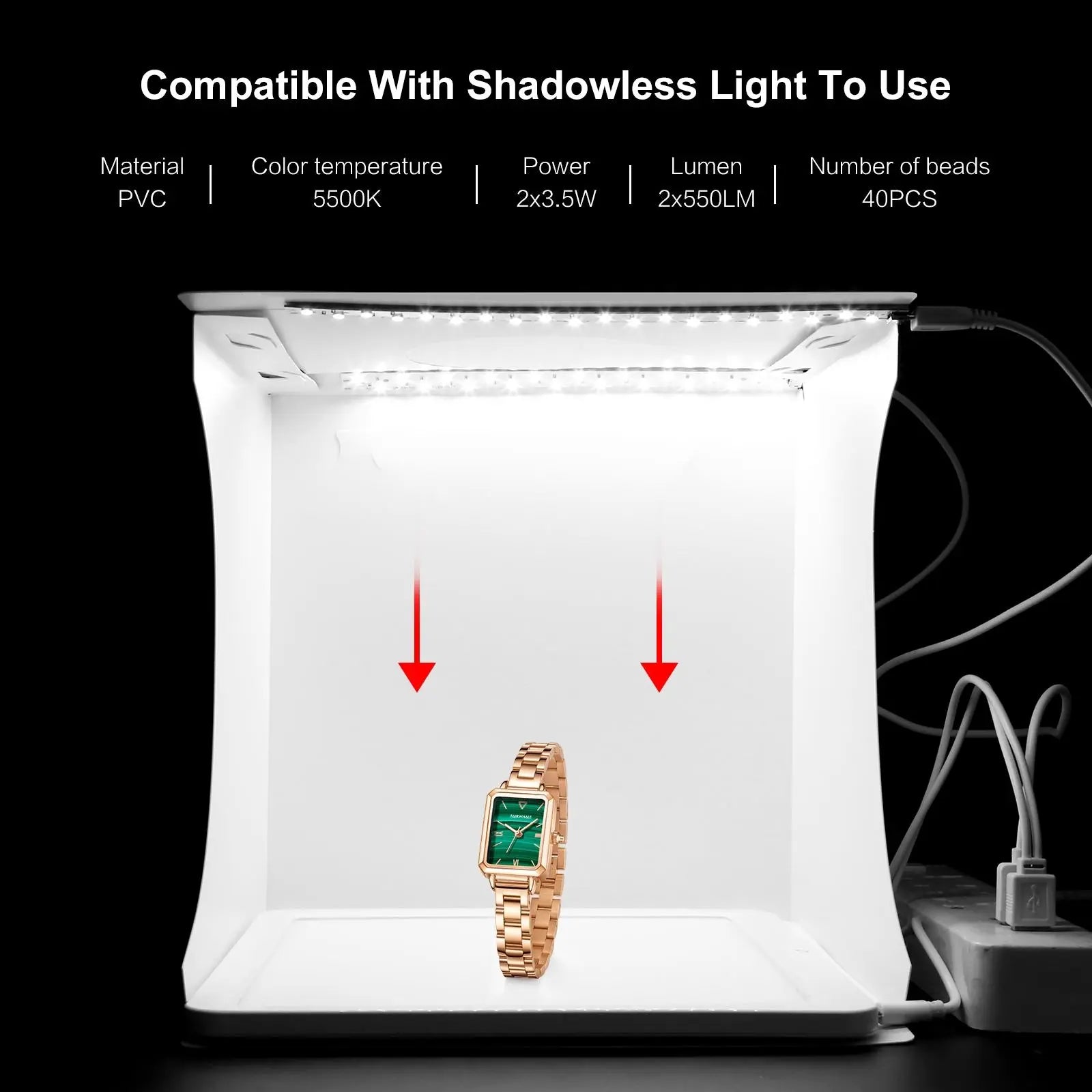 Portable Mini Light Room with USB Cable & Backdrops, Foldable Light Box, Photo Studio Photography Lighting Tent Kit, Mini Shooting Tent, Camera Accessories