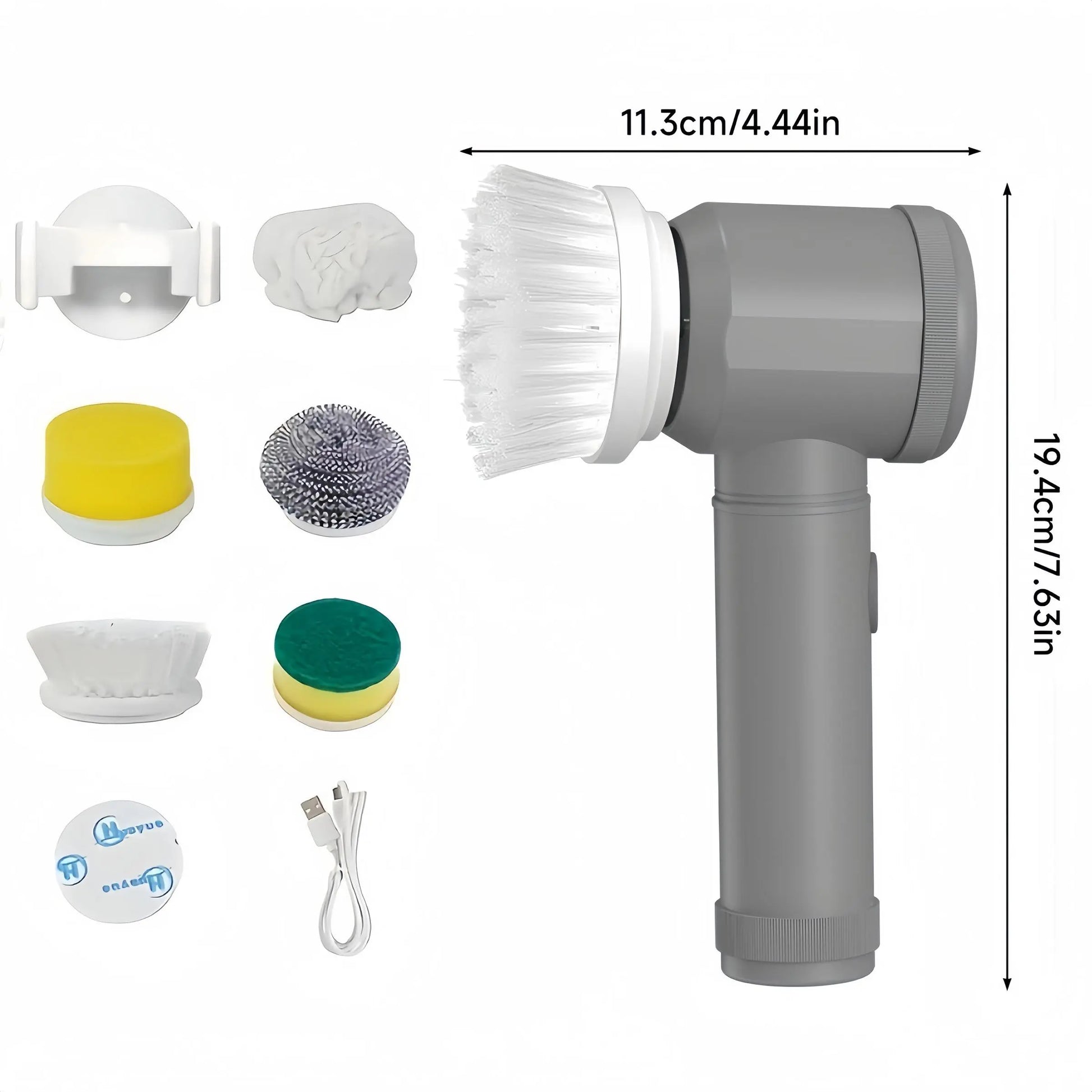 Electric Spin Scrubber, 1 Set Handheld Kitchen Cleaning Brush with Replacement Heads, USB Rechargeable Cordless Spin Scrubber for Home, Summer for Gift, Home Cleaning Tool, Cordless Power Scrubber