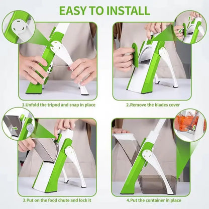 Upgraded Safety Mandolin Slicer, Vegetable Cutting Slicer, Vegetable Chopper, Potato Slicer, Four Modes, Adjustable Thickness Food Cutter, Kitchen Grinder, Kitchen Gadgets