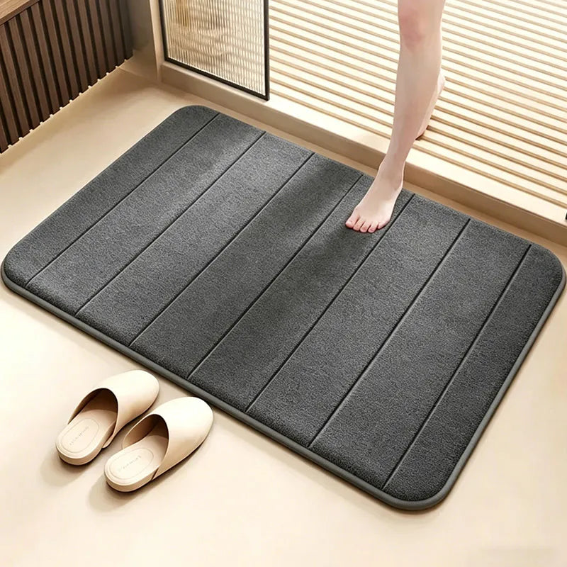 Bathroom Coral Velvet Anti-Skid Mat,Quick Water Absorption,Dry Machine Washing,Toilet Mat,Softcomfortable, Easy Mat Bathroom Use