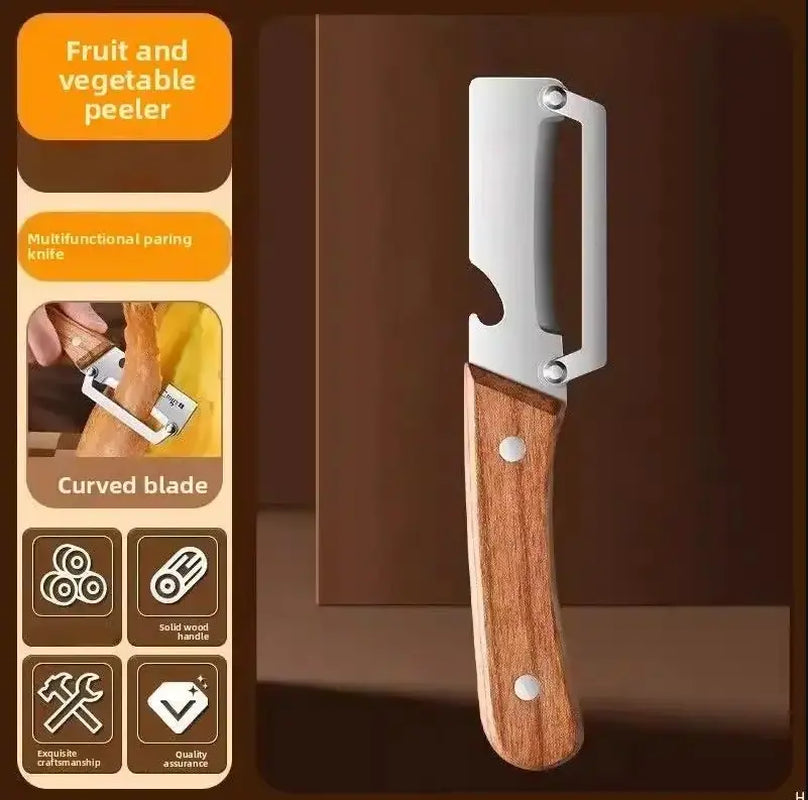 2PCS Kitchen Multi-Function Stainless Steel Thickened Fruit Peeler Knife for Sugar Cane and Pineapple Skin Removal Special Tool